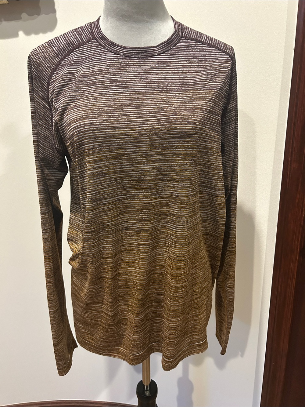 lululemon athletica Brown and Gold Striped Long Sleeve Shirt